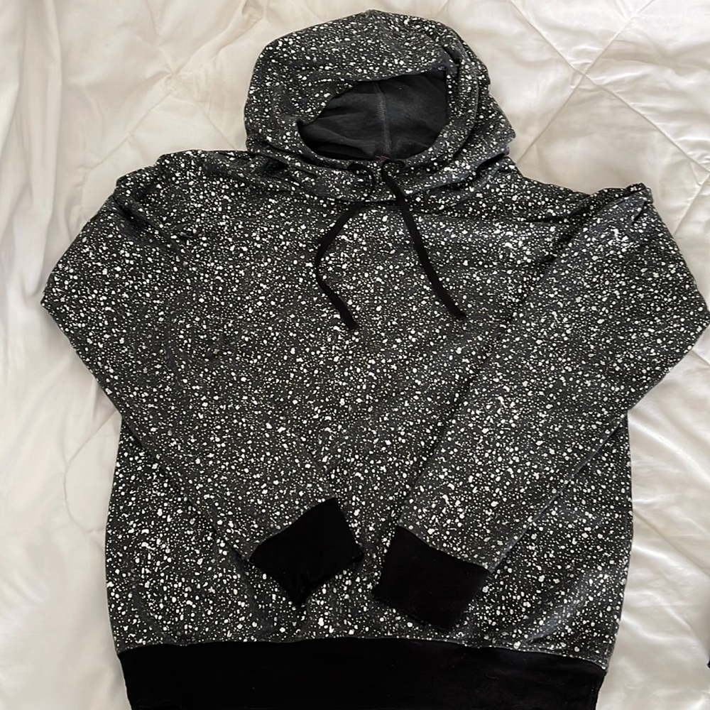 Material Girl top. Dark grey with shiny spots.